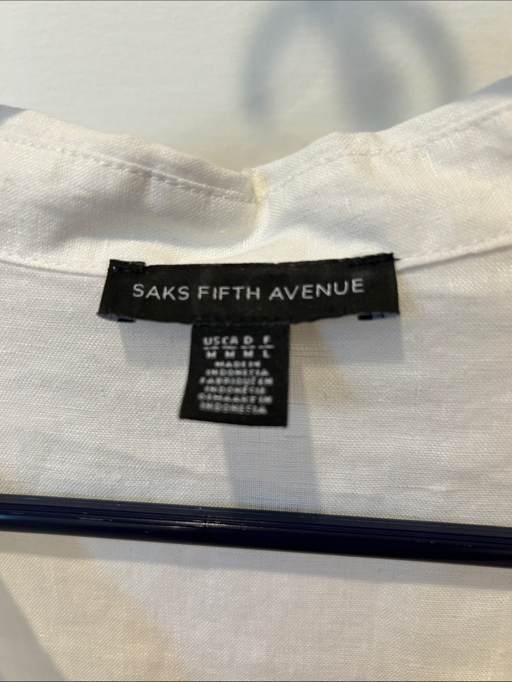 Saks Fifth Avenue White Open-Collar Linen Shirt - Picture 2 of 5